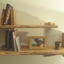 Etagère murale nature en chêne et noyer