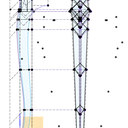 Vue globale des 3 vues (epure du galbe, sections, vue réelle pied face)