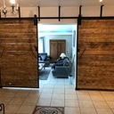 Porte coulissante - mélange de bois et d'acier