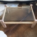 Table de salon chêne et verre