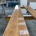 Banc chêne et piétement métal.