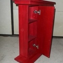 Console chêne  teintée en rouge