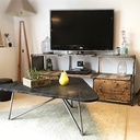 Table basse en bois brulé