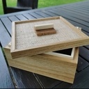 Boîte en raffia, chêne et érable sycomore