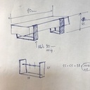 Petit banc de salle de bain métal/bois (résine)