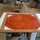 Table basse en chêne et noyer