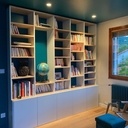 Bibliothèque hévéa et mélaminé blanc