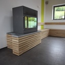 Idée Deco habillage et aménagement d'un banc pour stocker le bois de chauffage