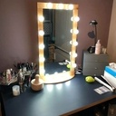 Mirroir coiffeuse en chêne et plateau oval en hêtre