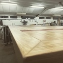 Table Chêne Massif effet "douelles de vin" finition rubio mat