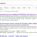 Premiers résultats de recherche Google pour le terme "hmdiffusion" (Février 2018)