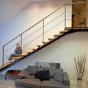 Escalier liment central bois/métal avec plateforme