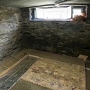 Plancher d'atelier en cube de bois