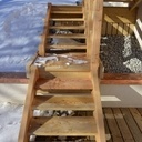 Escalier massif exterieur mélèze