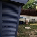 Abris à vélo, claire-voie en lattes de sommiers