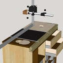 Meuble de perceuse à colonne Wabeco et défonceuse sous table