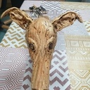 Sculpture d'une tête de galgo