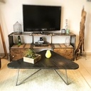 Table basse en bois brulé