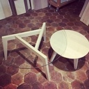 Paire de tables basse rondes gigognes avec plateau en verre