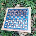 Jeu de dames en chene et epoxy