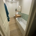 Meuble salle de bain + miroir en merisier