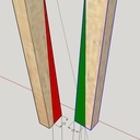Matérialisation d'un biseau de 13mm de large sur 151mm de haut sur chaque pied