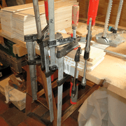 Encollage du premier prototype de noix de parasol