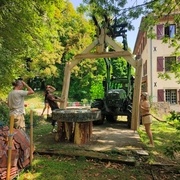 Il fau tensuite monter sur la dalle et passer par dessus le futur four à pain
