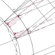 sections d'équerre à la normale déterminées sur la vue en plan