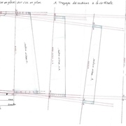 Vue en plan du claveau A et sections à la verticale ayant pour base les lignes de niveaux