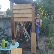 Mise en place du bardage, on voit le joli triangle en haut qui sera par la suite protégé
