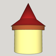 fig 3/ Prise de cotes d'une Tourelle circulaire (donjon) à couvrir  (Maquette 3D virtuelle)