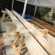 Deux pannes sablières. Taillées, poncées et chanfreinées