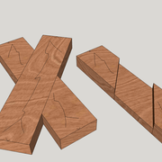 Pièce d’apprentissage : Assemblage à mi-bois  en croix avec angle de 45°.