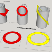 Sections biaises d'un cylindre (coupes elliptiques de tuyauterie) .