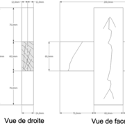 Dessin orthogonal de la pièce d'assemblage à mi-bois  en croix classique.