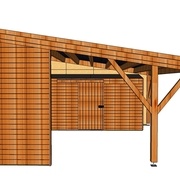 avec bardage et poteau déporté et cabane en fond