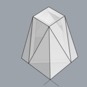 Les faces fictives de la pyramide haute. Tracé pour un seul angle.