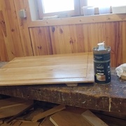 Panneau tout juste traité  (pris par mon fils vu que j'en avais plein les doigts...)