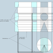 fig 5/ Le tracé et développement cylindrique de pénétration (la vue de coté et profils des pénétrations)