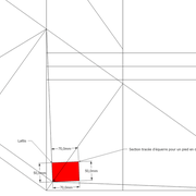 **2/** Sur l'angle de corroyage en plan, nous traçons la section du pied d'équerre pour le tréteau en dévers .