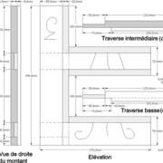 Dessin orthogonal de la pièce pièce d'apprentissage petit cadre Raccordements de feuillures.