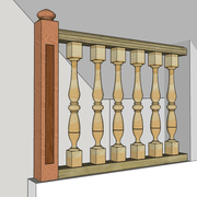 exemple de garde corps en sous pente assemblé traditionnel avec poteau de soutient noyé dans un habillage en caisson