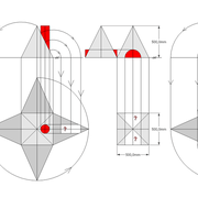 **A/** La mise en page de l'épure avec pénétrations verticale, d'éléments pénétrant cylindriques