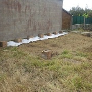 mise en place de géotextile sous les fondations