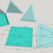 **D/** Tracés des bois , façonnage des éléments et montage de la pyramide finie en panneaux de 22 mm