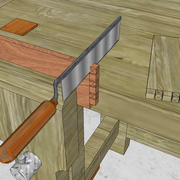 **2/** Nous  arasons les tenons extrêmes du montant.