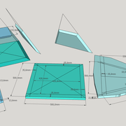 **C/** Tracés des bois , façonnage des éléments et montage de la pyramide tronquée finie en panneaux de 22 mm