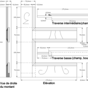 Dessin orthogonal de l'exercice d'examen apprentissage:  Pièce d'apprentissage petit cadre raccordements de moulures