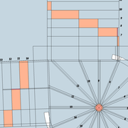 vue en plan  et rabattements primaires des crémaillères  .